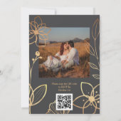 Foto Houtskool & Goud QR Code Huwelijk Kaart (Achterkant)