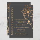 Foto Houtskool & Goud QR Code Huwelijk Kaart (Voorkant / Achterkant)