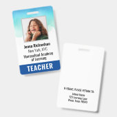 Foto Huischool Leraar ID Badge (Voor- en achterkant)