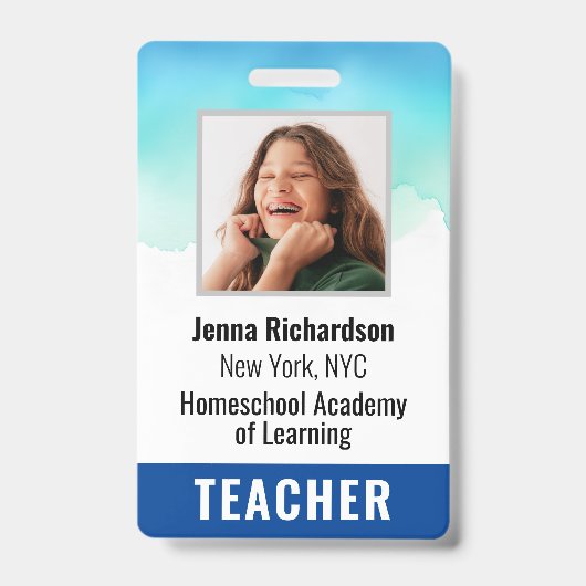 Foto Huischool Leraar ID Badge (Voorzijde)