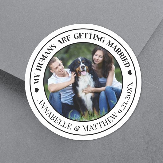 Foto Huisdier Bruiloft Save The Date Ronde Sticker