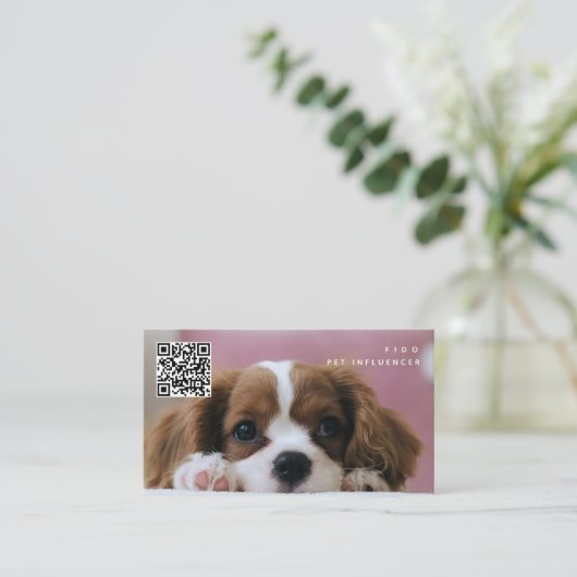 Foto Huisdier Hond Influencer Social Media QR Code Visitekaartje (Staand voorkant)