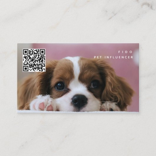 Foto Huisdier Hond Influencer Social Media QR Code Visitekaartje (Voorkant)