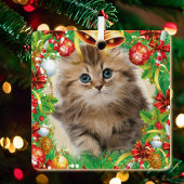 Foto Huisdier Kerst Kat Kitten Naam Metalen Ornament