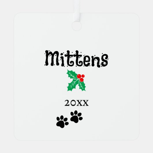 Foto Huisdier Kerst Kat Kitten Naam Metalen Ornament (Achterkant)