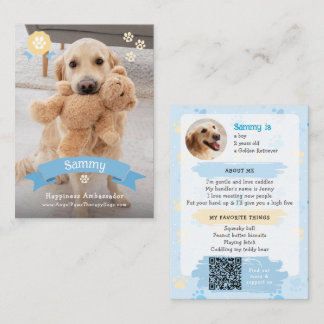 Foto Huisdier Ruilkaart, QR Code Therapiehond Contactkaartje