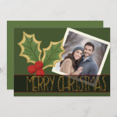 Foto Hulstbes Borduurwerk Kerstlint Feestdagenkaart (Voorkant / Achterkant)