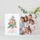 FOTO Hulstbes Kerstboom Groet Feestdagenkaart (Staand voorkant)