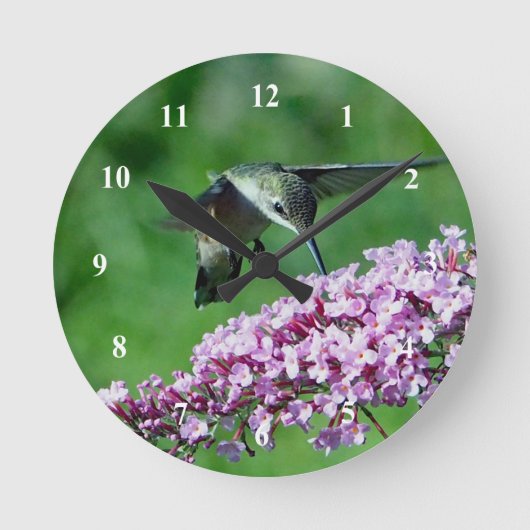 Foto Hummingbird Flowers Ronde Klok (Voorkant)