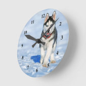 Foto Husky Puppy Snow Ronde Klok (Hoek)