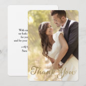 Foto Huwelijk Bedankt, Nep Goud Folie Effect Bedankkaart (Voorkant / Achterkant)