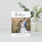 Foto Huwelijk Dank je Elegant Minimalistisch Briefkaart (Staand voorkant)