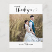 Foto Huwelijk Dank je Elegant Minimalistisch Briefkaart (Voorkant)