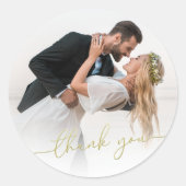 Foto Huwelijk Dank Je Goud Schrift Cirkel Ronde Sticker (Voorkant)