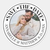 Foto Huwelijk Datum Besparen Ronde Sticker (Voorkant)