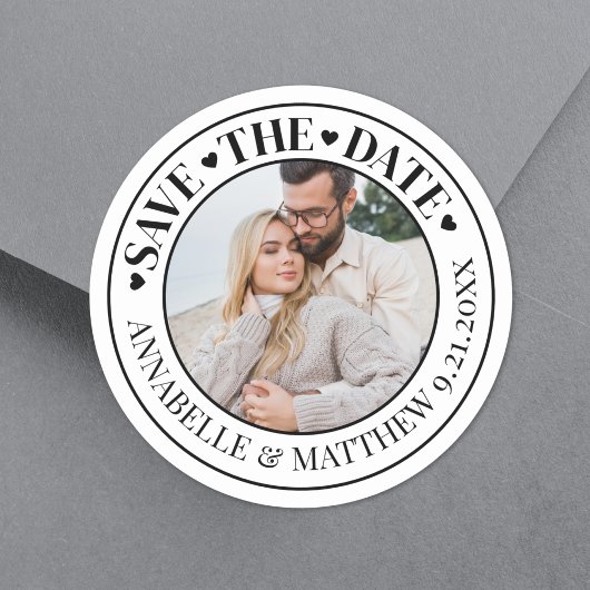 Foto Huwelijk Datum Besparen Ronde Sticker
