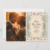 Foto Huwelijk Floral Art Nouveau Save The Date (Voorkant)