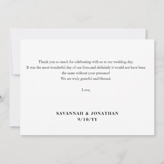 Foto Huwelijk Horizontaal Dank u Kaarten (Achterkant)