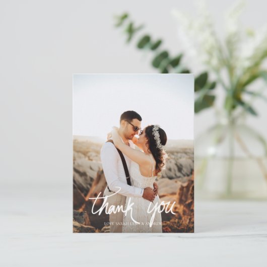 Foto Huwelijk of Feest Handgeschreven Bedankt Briefkaart (Staand voorkant)