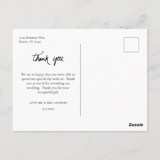 Foto Huwelijk of Feest Handgeschreven Bedankt Briefkaart (Achterkant)