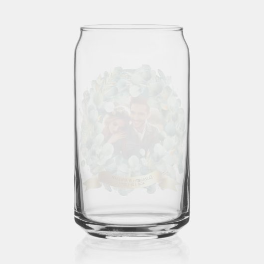 FOTO Huwelijk Pasgetrouwden Eucalyptus Bladeren Ca Blikvorm Glas (Achterkant)