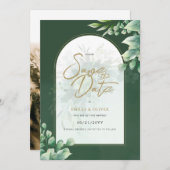 FOTO Huwelijk Save the Date Rustieke Botanische Gr Kaart (Voorkant / Achterkant)