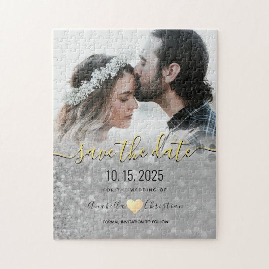Foto Huwelijk Save The Date Uitnodiging Legpuzzel (Verticaal)