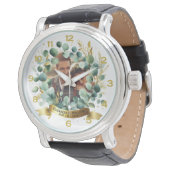 FOTO Huwelijks Dank Je Eucalyptus Bladeren Cadeau  Horloge (Gekanteld)