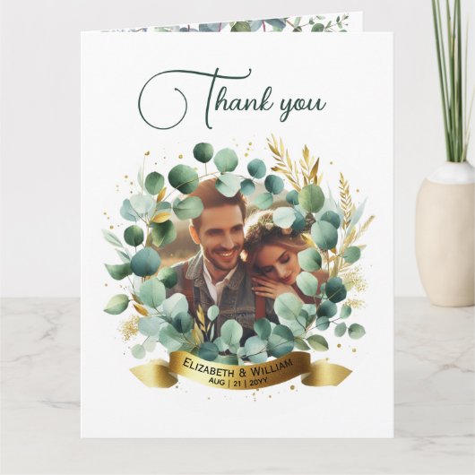FOTO Huwelijks Dank Je Eucalyptus Bladeren Cadeau  Kaart (Voorkant)
