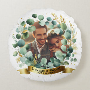 FOTO Huwelijks Dank Je Eucalyptus Bladeren Cadeau Rond Kussen