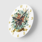 FOTO Huwelijks Dank Je Eucalyptus Bladeren Cadeau  Ronde Klok (Hoek)