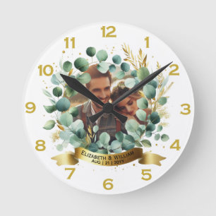 FOTO Huwelijks Dank Je Eucalyptus Bladeren Cadeau Ronde Klok