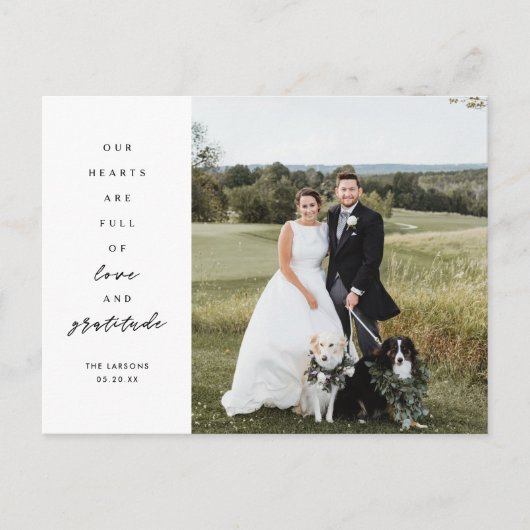 Foto Huwelijksbedankje 'Onze harten zijn vol' Briefkaart (Voorkant)