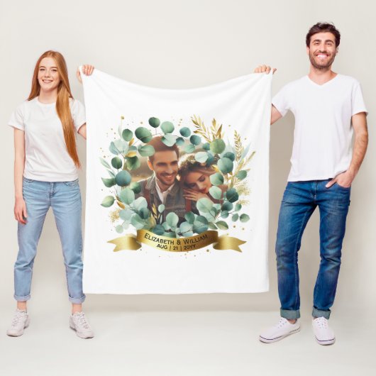 FOTO Huwelijkscadeau Passen getrouwd Jubileum Kopp Fleece Deken (In situ)