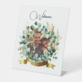 FOTO Huwelijkscadeau Passen getrouwd Jubileum Kopp Reclamebord Met Voetstuk (Voorkant)