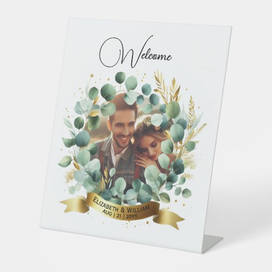 FOTO Huwelijkscadeau Passen getrouwd Jubileum Kopp Reclamebord Met Voetstuk (Voorkant)