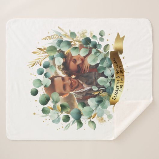 FOTO Huwelijkscadeau Passen getrouwd Jubileum Kopp Sherpa Deken (Voorkant (horizontaal))