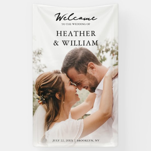 Foto Huwelijksceremonie Welkom Spandoek (Verticaal)