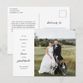 Foto Huwelijksdankjewel met 'Hearts are Full'  Briefkaart (Voorkant / Achterkant)