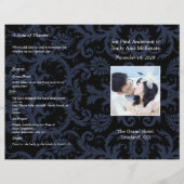 Foto Huwelijksprogramma Navy Blue & White Damask (Voorkant)