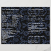 Foto Huwelijksprogramma Navy Blue & White Damask (Achterkant)