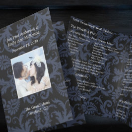 Foto Huwelijksprogramma Navy Blue & White Damask