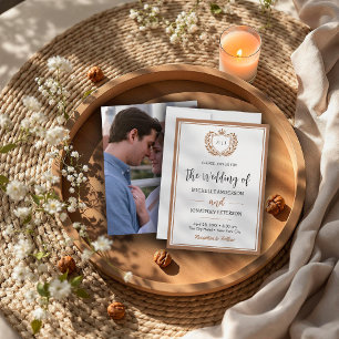 Foto Huwelijksuitnodiging Goud & Wit Minimalistisc Save The Date