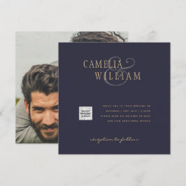 FOTO Huwelijksuitnodiging QR Code Bewaar Datum BLA