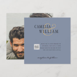 FOTO Huwelijksuitnodiging QR Code Bewaar Datum BLA