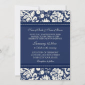 Foto Huwelijksuitnodigingen Blue Cream Damask Kaart (Achterkant)