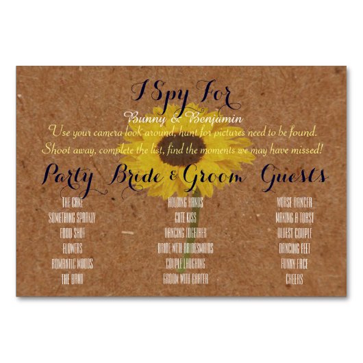 Foto I Spy Weduwschap Place Setting Table Game Kaa Kaart (Voorkant)