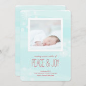 Foto Ice Blue Peace & Joy Feestdagenkaart (Voorkant / Achterkant)