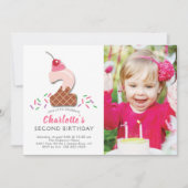 Foto Ice Cream 2ND Birthday Invitation Kaart (Voorkant)