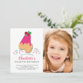 Foto Ice Cream 4TH Birthday Invitation Kaart (Staand voorkant)